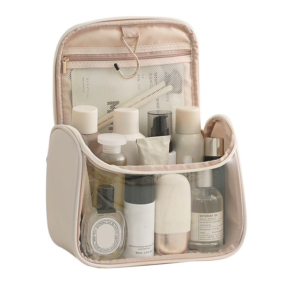 HK8297 Waterproof Clear Design Makeup Bag Large Capacity Cosmetic Bag PU Leather PVC Travel Toiletry Organizer with Portable Handle Strap HK8297 Waterproof Clear Design Makeup Bag Large Capacity Cosmetic Bag PU Leather PVC Travel Toiletry Organizer with Portable Handle Strap